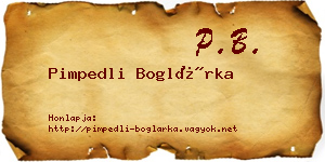 Pimpedli Boglárka névjegykártya
